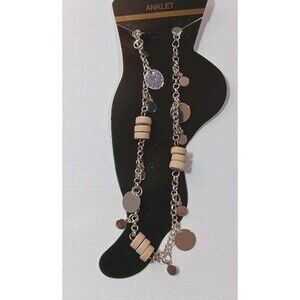 Anklet Silverstone Beaded costume jewelry